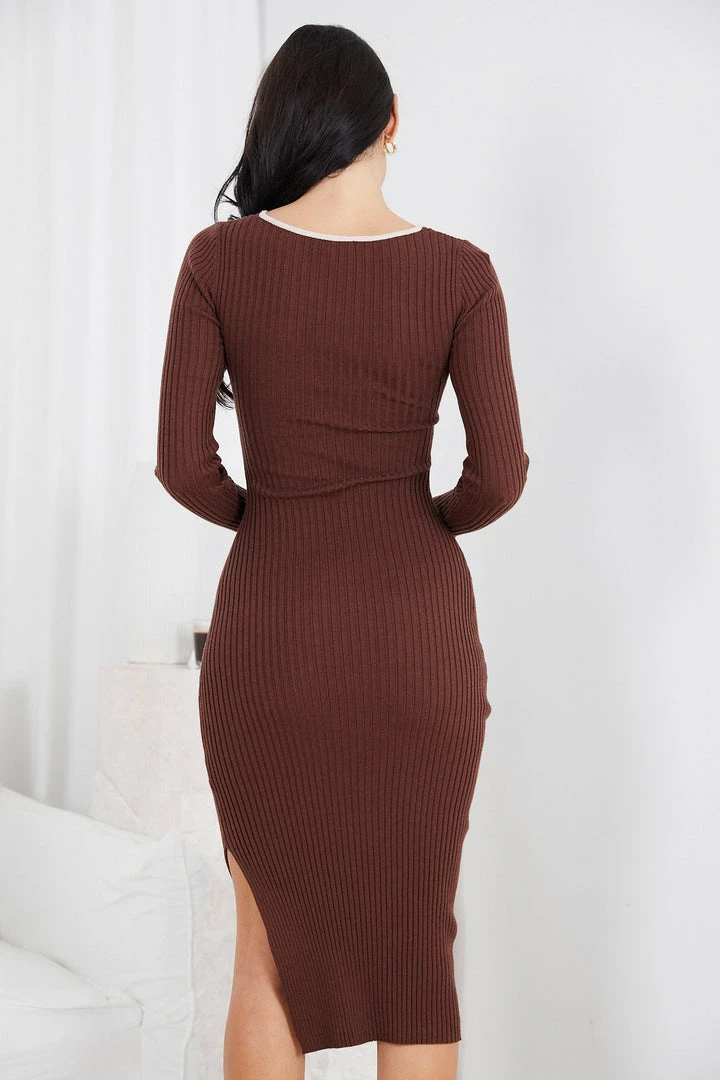 Style Box Bentlene Knit Dress - Chocolate 5 Style Box Bentlene Knit Dress - Chocolate