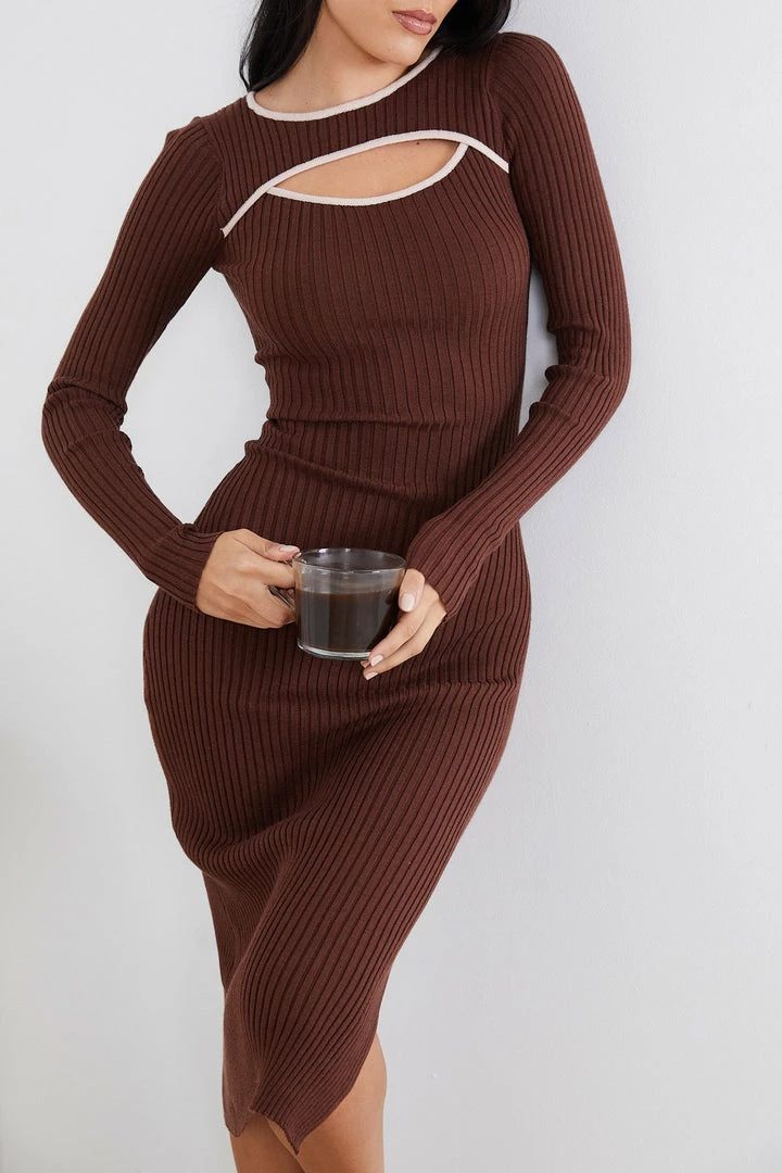 Style Box Bentlene Knit Dress - Chocolate 3 Style Box Bentlene Knit Dress - Chocolate