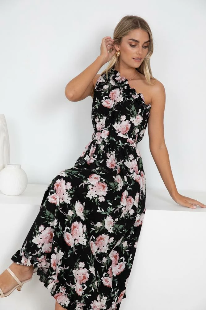 Pink Diamond DRESSES Bernardita Dress - Black Floral 6 Pink Diamond DRESSES Bernardita Dress - Black Floral