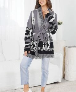 Miracle Fashion Bianka Cardigan - Grey Print