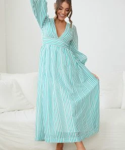 Wild Ginger Breighlyn Dress - Green Stripe