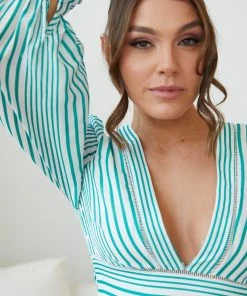 Wild Ginger Breighlyn Dress - Green Stripe