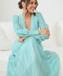 Wild Ginger Breighlyn Dress - Green Stripe