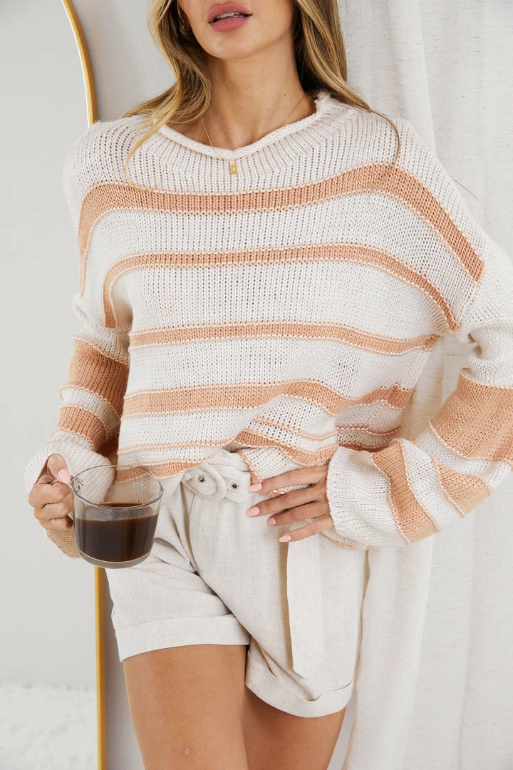 White Closet Brigita Knit - Cream Stripe CLOTHING 7 White Closet Brigita Knit - Cream Stripe CLOTHING