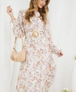 CSA (Lorraine Designs) Midi Dresses Cacia Dress - Beige Floral