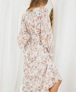 CSA (Lorraine Designs) Midi Dresses Cacia Dress - Beige Floral