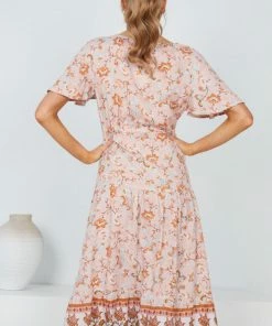 HQ Fashion Cadena Dress - Peach Print DRESSES