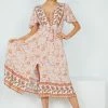 HQ Fashion Cadena Dress - Peach Print DRESSES 1 HQ Fashion Cadena Dress - Peach Print DRESSES