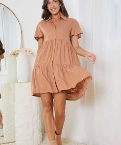 Miracle Fashion DRESSES Calabria Dress - Tan