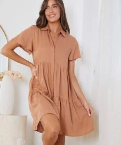 Miracle Fashion DRESSES Calabria Dress - Tan