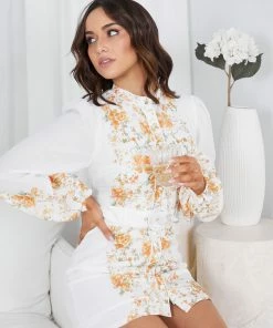 Wild Ginger Calanthe Dress - White Floral DRESSES