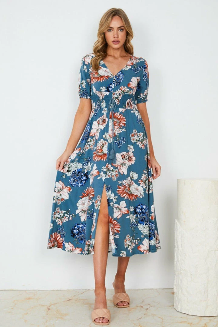 HQ Fashion Camari Dress - Blue Floral 3 HQ Fashion Camari Dress - Blue Floral