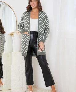 HQ Fashion CLOTHING Camdenne Cardigan - Khaki Print