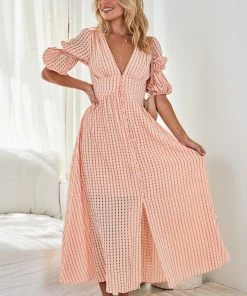 Wild Ginger Charis Dress - Peach Print DRESSES