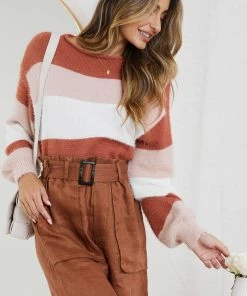Style Box CLOTHING Cherette Knit - Rust Stripe