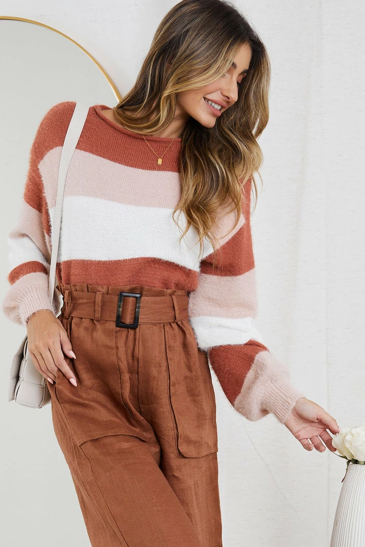 Style Box CLOTHING Cherette Knit - Rust Stripe 3 Style Box CLOTHING Cherette Knit - Rust Stripe