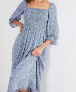 Miracle Fashion Cherise Dress - Blue Print