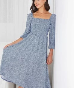 Miracle Fashion Cherise Dress - Blue Print