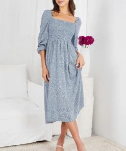 Miracle Fashion Cherise Dress - Blue Print