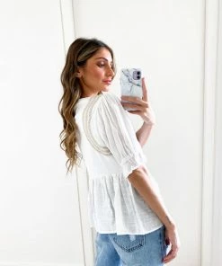 Rock Denim Cheryl Top - White Print