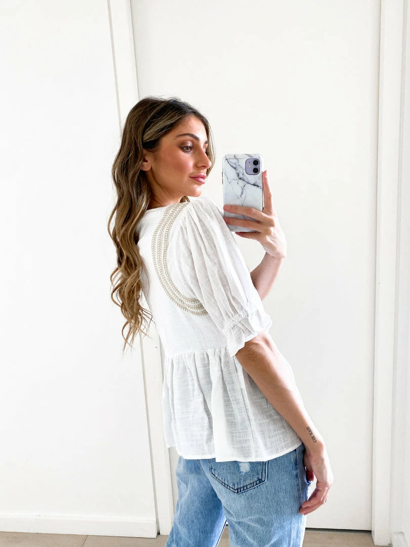 Rock Denim Cheryl Top - White Print 3 Rock Denim Cheryl Top - White Print