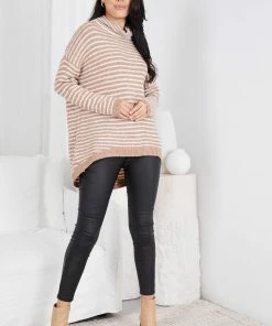 Miracle Fashion Cheska Knit - Brown Stripe CLOTHING