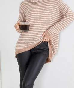Miracle Fashion Cheska Knit - Brown Stripe CLOTHING