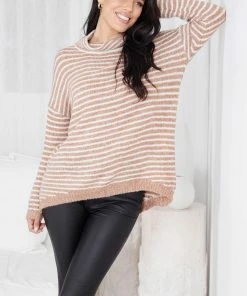 Miracle Fashion Cheska Knit - Brown Stripe CLOTHING