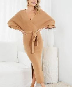 Indikah Classy Dress - Tan