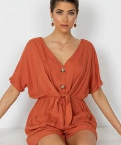 HQ Fashion CLOTHING Clava Playsuit - Rust