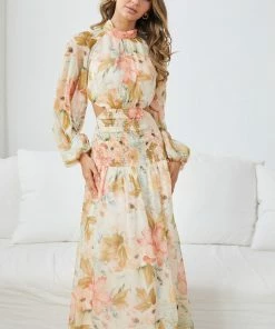 Wild Ginger DRESSES Clementia Dress - Cream Floral