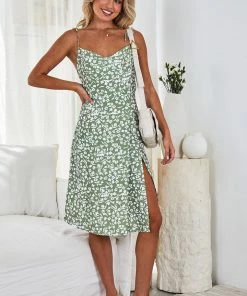 WeLove Fashion Cleo Dress - Green Print DRESSES 12 WeLove Fashion Cleo Dress - Green Print DRESSES