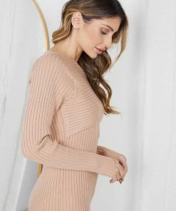 Rock Denim Colette Knit Top - Beige CLOTHING