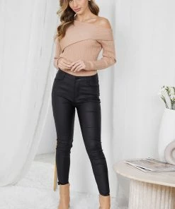 Rock Denim Colette Knit Top - Beige CLOTHING