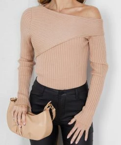 Rock Denim Colette Knit Top - Beige CLOTHING