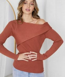 Rock Denim Colette Knit Top - Rust
