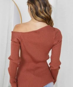 Rock Denim Colette Knit Top - Rust