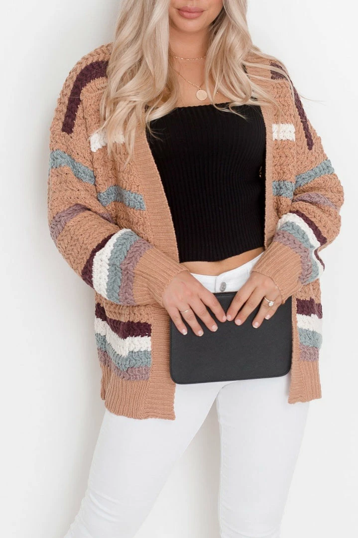 White Closet Jumpers & Sweaters Concetta Cardigan - Camel Stripe 4 White Closet Jumpers & Sweaters Concetta Cardigan - Camel Stripe