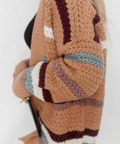 White Closet Jumpers & Sweaters Concetta Cardigan - Camel Stripe 11 White Closet Jumpers & Sweaters Concetta Cardigan - Camel Stripe