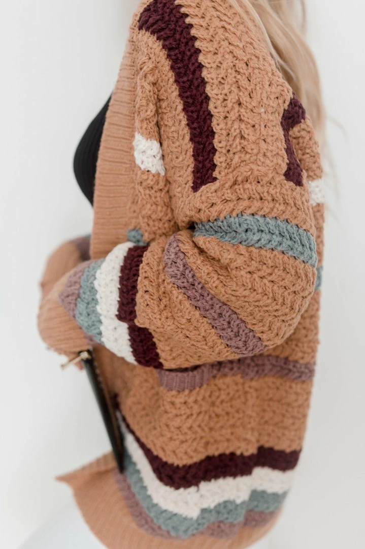 White Closet Jumpers & Sweaters Concetta Cardigan - Camel Stripe 6 White Closet Jumpers & Sweaters Concetta Cardigan - Camel Stripe