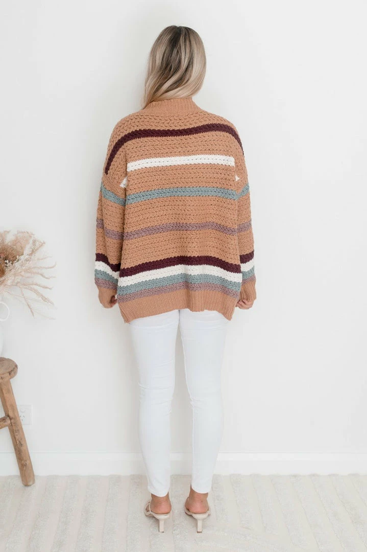 White Closet Jumpers & Sweaters Concetta Cardigan - Camel Stripe 5 White Closet Jumpers & Sweaters Concetta Cardigan - Camel Stripe