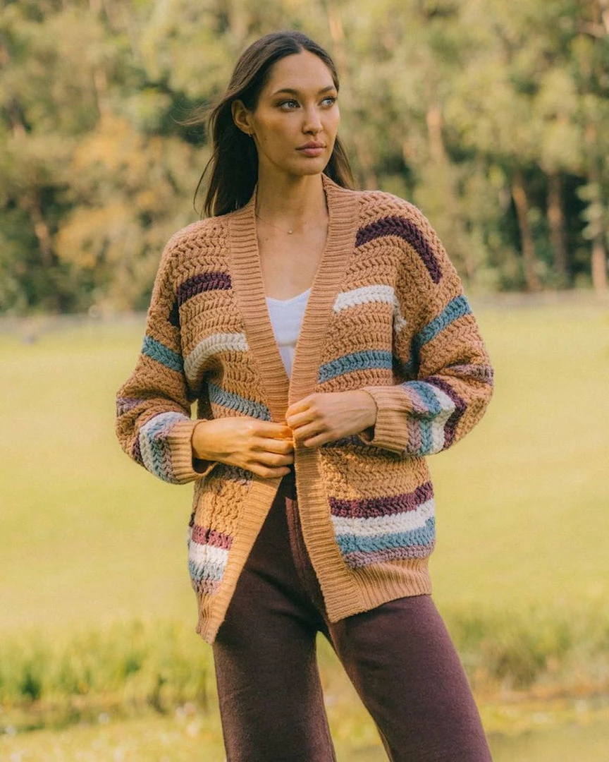 White Closet Jumpers & Sweaters Concetta Cardigan - Camel Stripe 3 White Closet Jumpers & Sweaters Concetta Cardigan - Camel Stripe