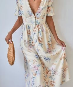 Desire Conchita Dress - Beige Floral DRESSES
