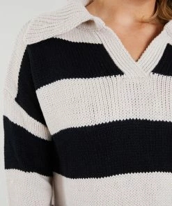 Pink Diamond Cormay Knit - Cream Stripe