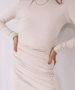 Pink Diamond CLOTHING Maribel Dress - Beige