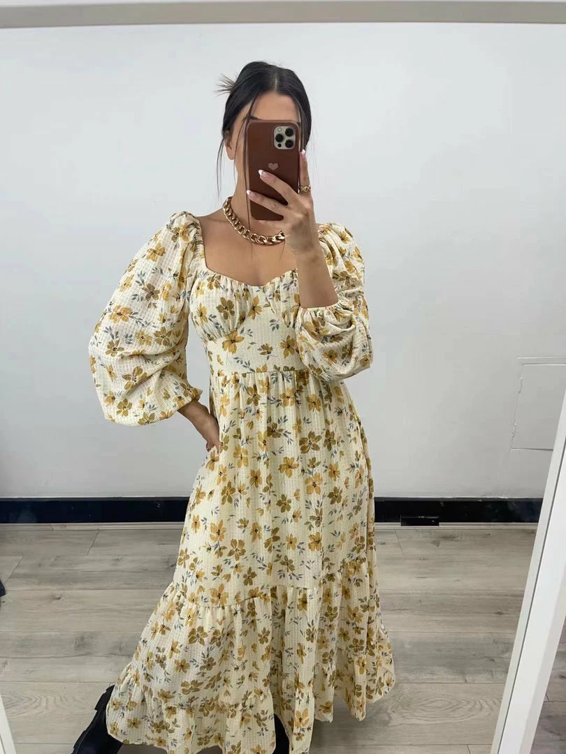 Pink Diamond Bonita Dress - Beige Floral DRESSES 6 Pink Diamond Bonita Dress - Beige Floral DRESSES