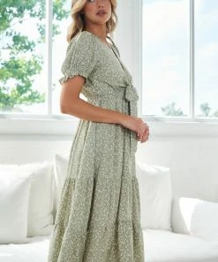 Style Box Laurissa Dress - Sage Print