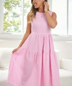 Qtrend Fashion PTY LTD Winslove Dress - Pink Stripe DRESSES