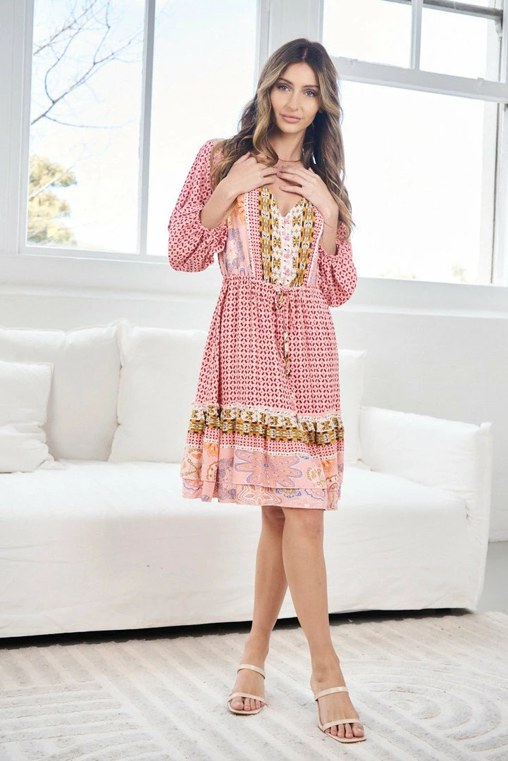 Miracle Fashion Florette Dress - Pink Print DRESSES 6 Miracle Fashion Florette Dress - Pink Print DRESSES