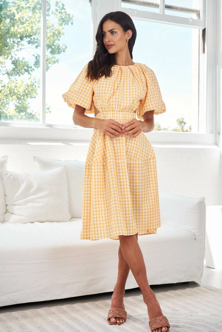YH & Co (Chloe Yip) DRESSES Gertrude Dress - Orange Check 6 YH & Co (Chloe Yip) DRESSES Gertrude Dress - Orange Check